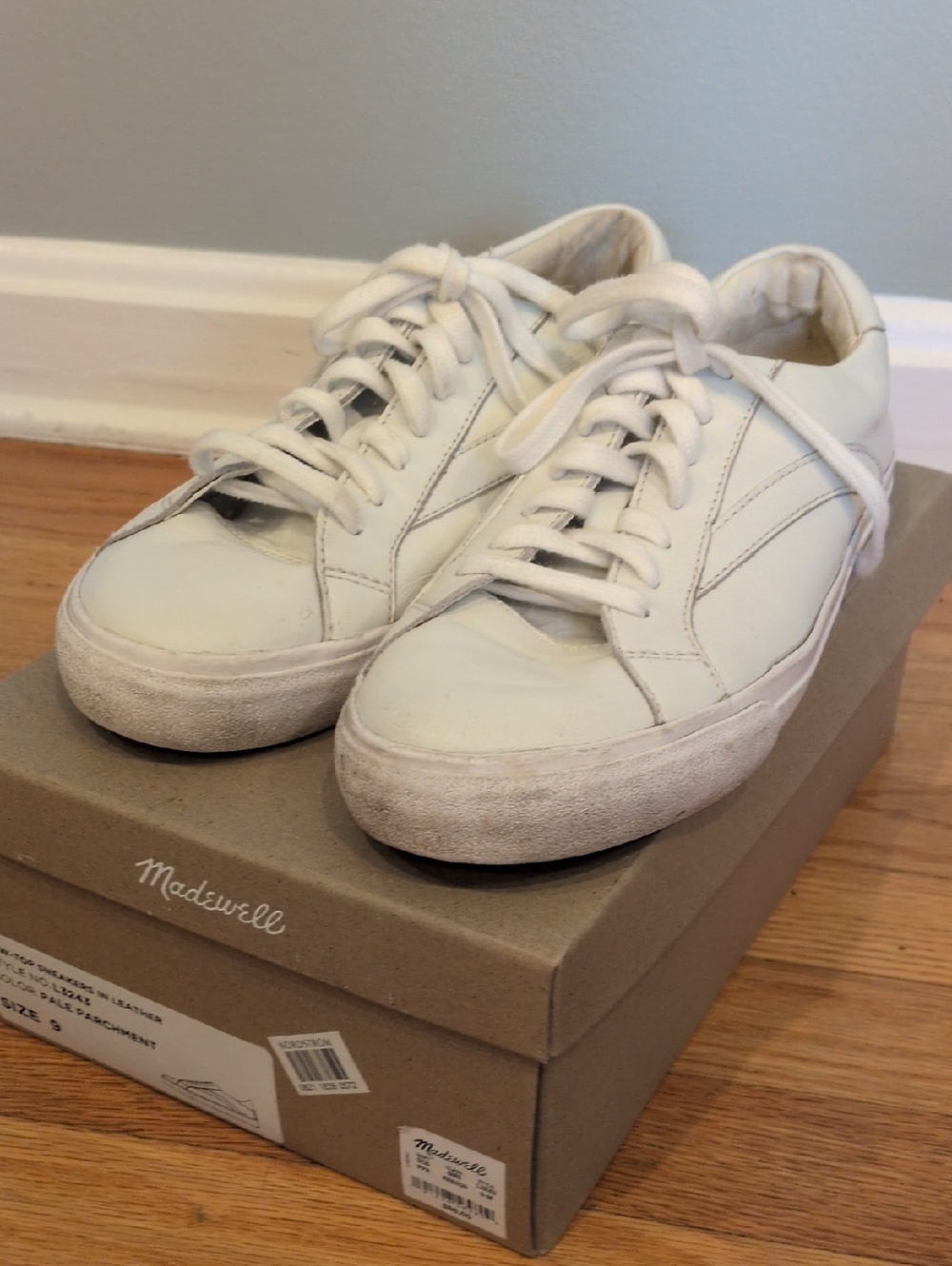 Madewell Women's White Leather Low-Top Sneakers W9